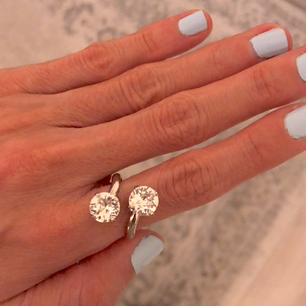 Classic Crystal Silver Statement Ring - Picture 10 of 13